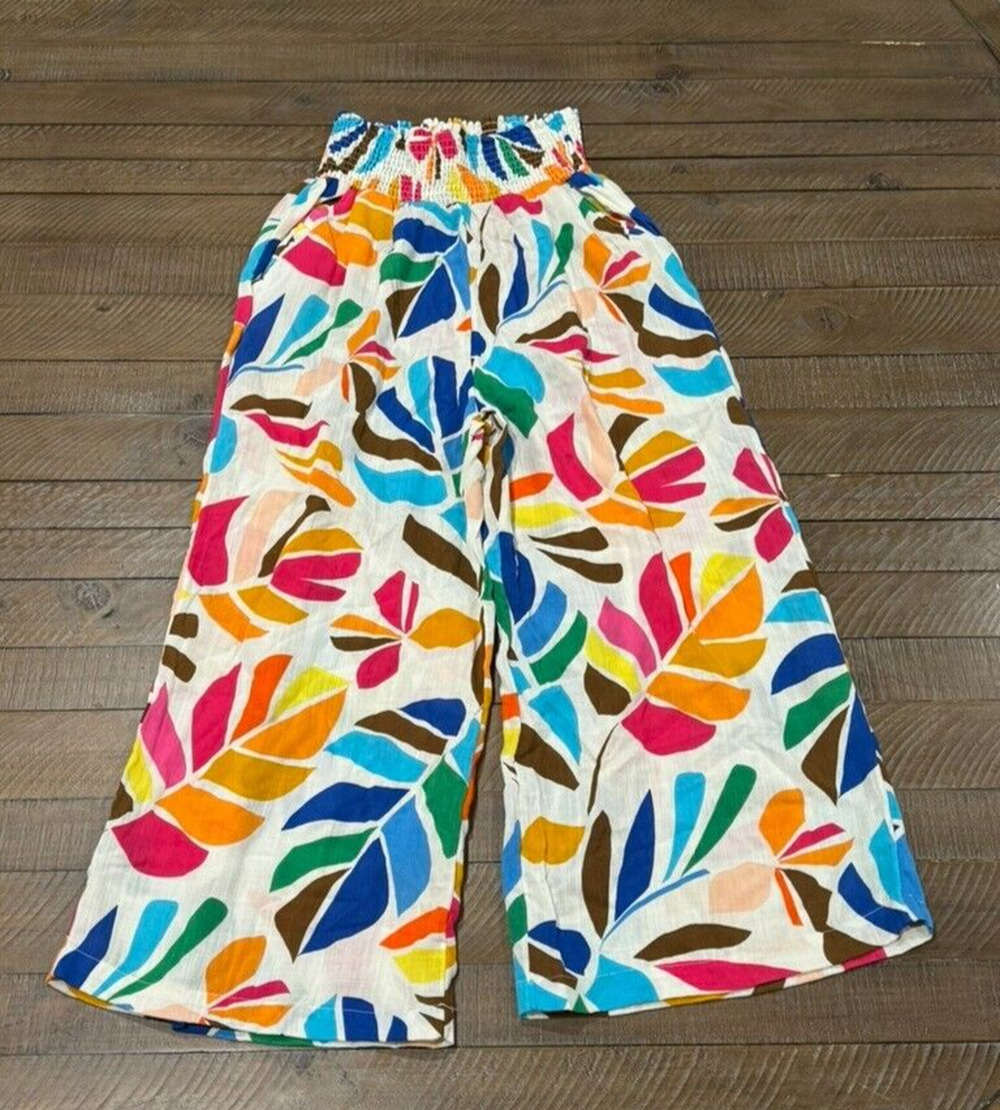 Tabitha Brown Print Botanical Summer Multicolor Pants - Size S